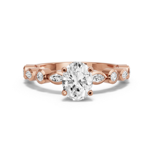 Image for Oval Surprise diamond Ring with Alternating Marquise band