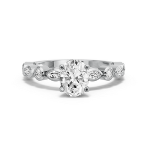 Image for Oval Surprise diamond Ring with Alternating Marquise band