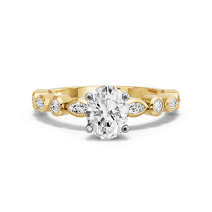 Image for Oval Surprise diamond Ring with Alternating Marquise band