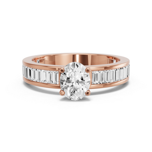 Image for Oval Surprise diamond Ring with Baguette Channel band