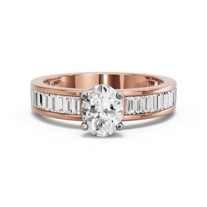 Image for Oval Surprise diamond Ring with Baguette Channel band