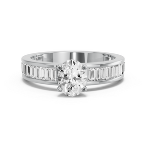 Image for Oval Surprise diamond Ring with Baguette Channel band