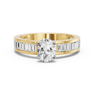 Image for Oval Surprise diamond Ring with Baguette Channel band
