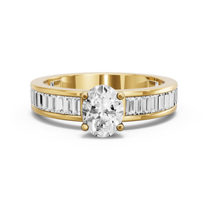 Image for Oval Surprise diamond Ring with Baguette Channel band