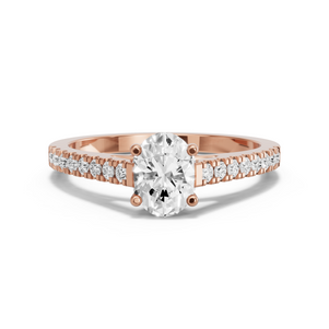 Image for Oval Surprise diamond Ring with Cathedral Pave band