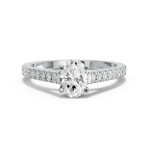 Image for Oval Surprise diamond Ring with Cathedral Pave band