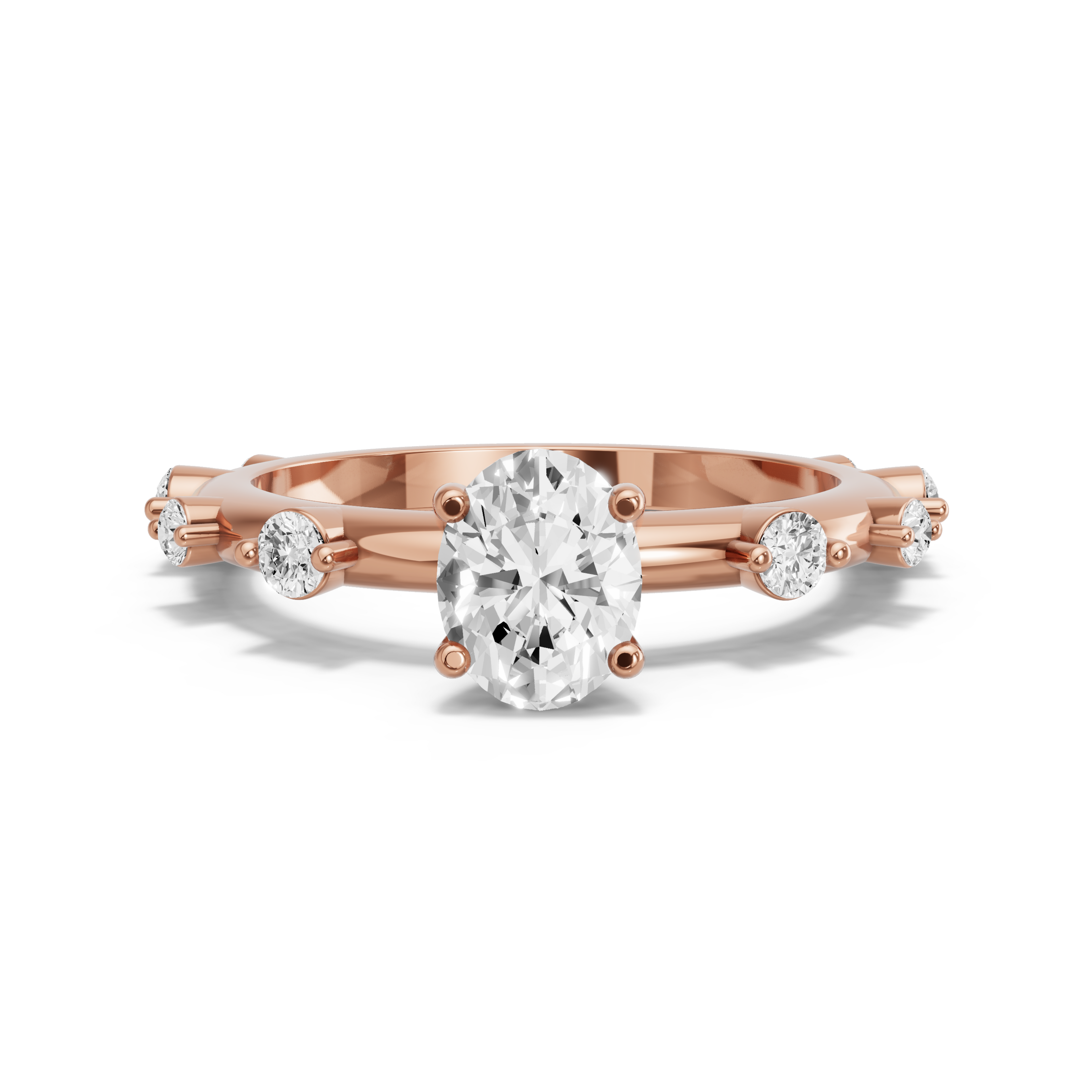 Image for Oval Surprise diamond Ring with Floating Station band in 14K Rose Gold
