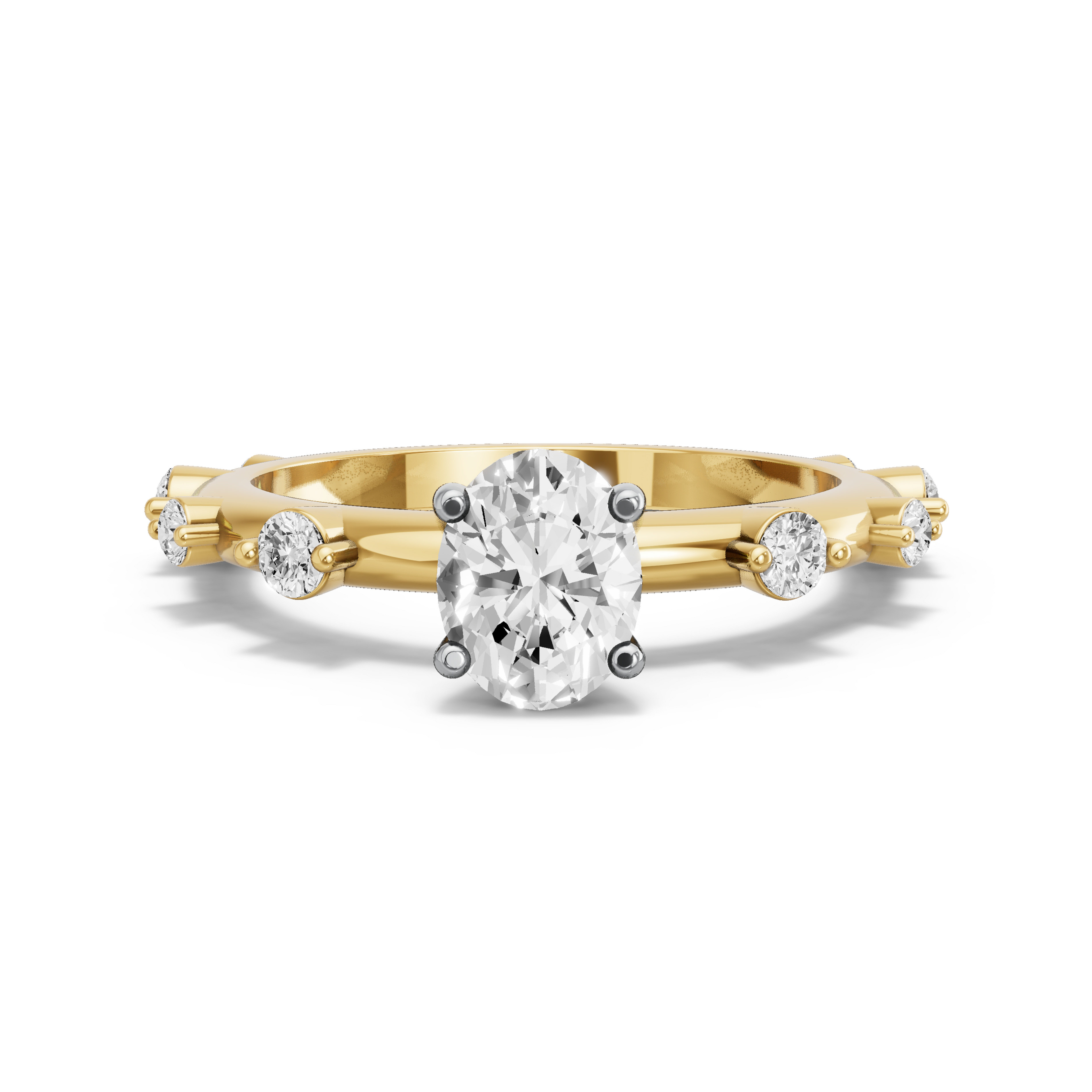 Image for Oval Surprise diamond Ring with Floating Station band in 10K Two Tone Yellow Gold