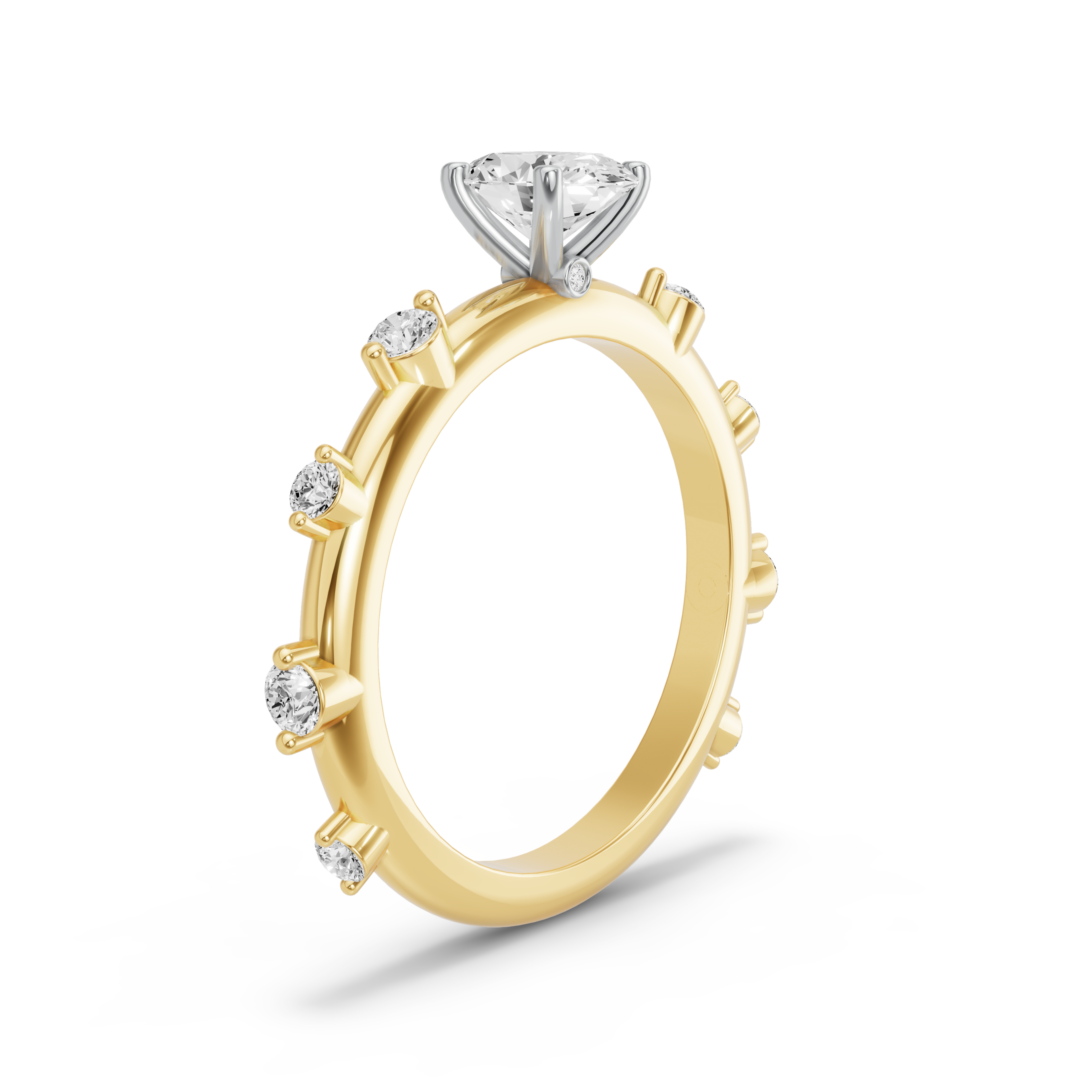 Image for Oval Surprise diamond Ring with Floating Station band in 10K Two Tone Yellow Gold