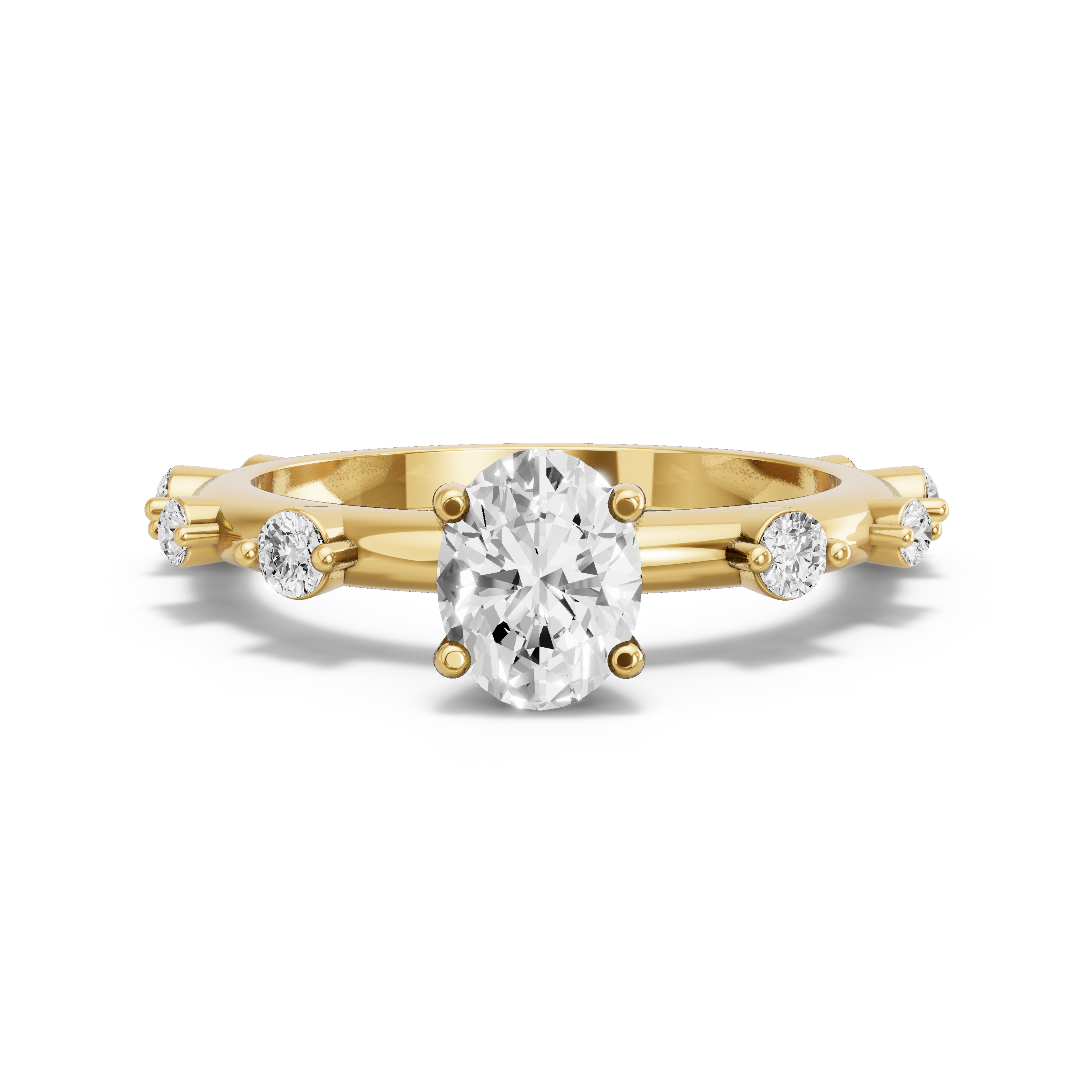 Image for Oval Surprise diamond Ring with Floating Station band in 10K Yellow Gold