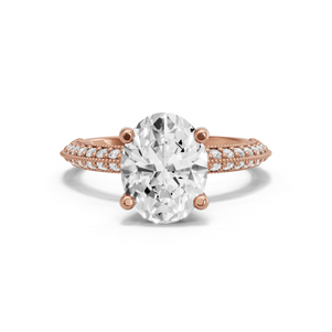 Image for Oval Surprise diamond Ring with Knife Edge Pave band