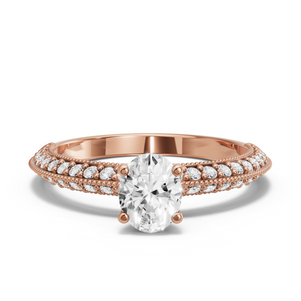 Image for Oval Surprise diamond Ring with Knife Edge Pave band
