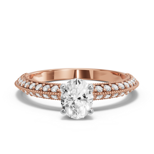Image for Oval Surprise diamond Ring with Knife Edge Pave band