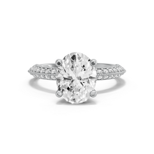 Image for Oval Surprise diamond Ring with Knife Edge Pave band