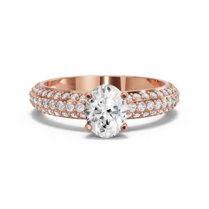 Image for Oval Surprise diamond Ring with Triple Row Pave band