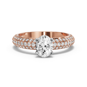 Image for Oval Surprise diamond Ring with Triple Row Pave band