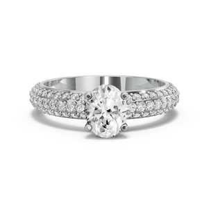 Image for Oval Surprise diamond Ring with Triple Row Pave band