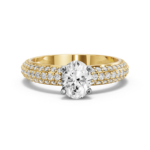 Image for Oval Surprise diamond Ring with Triple Row Pave band