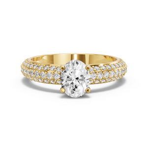 Image for Oval Surprise diamond Ring with Triple Row Pave band