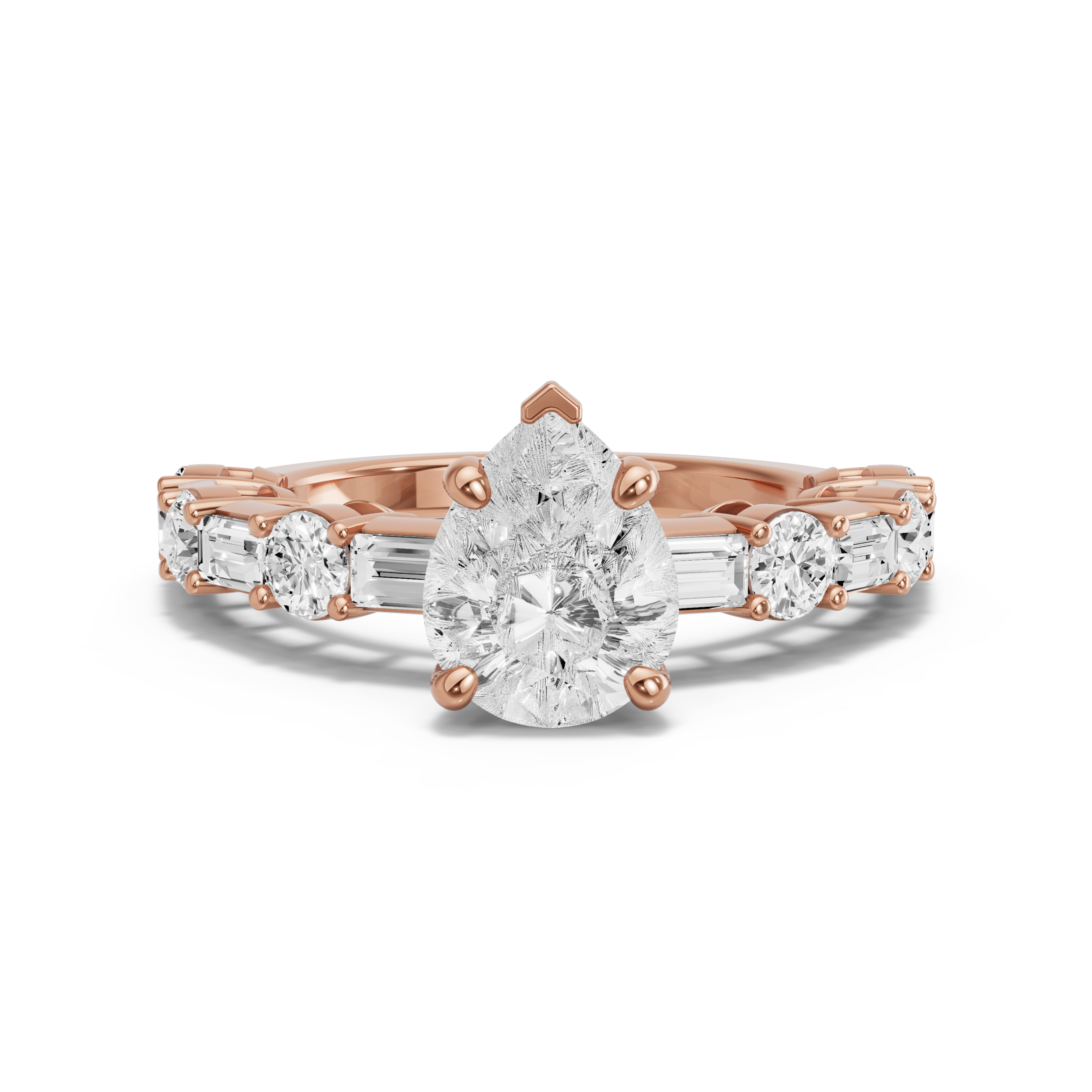 Image for Pear Surprise diamond Ring with Alternating Baguette band