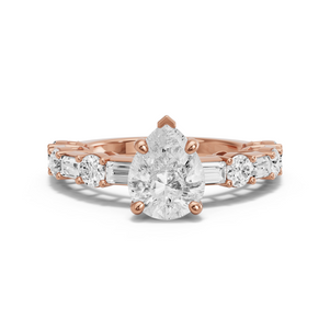 Image for Pear Surprise diamond Ring with Alternating Baguette band