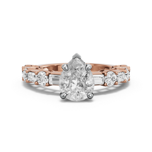 Image for Pear Surprise diamond Ring with Alternating Baguette band
