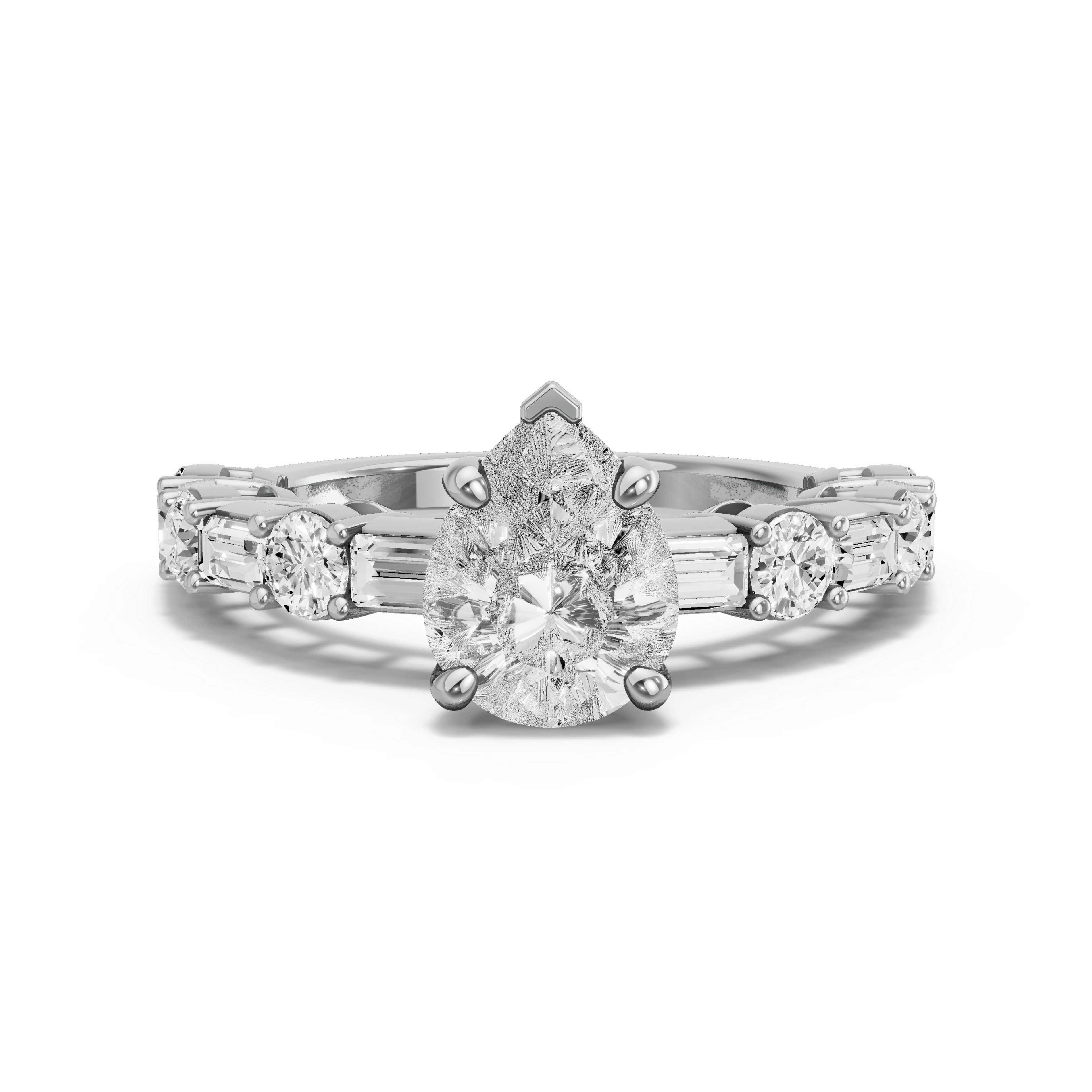 Image for Pear Surprise diamond Ring with Alternating Baguette band