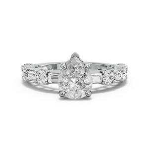 Image for Pear Surprise diamond Ring with Alternating Baguette band