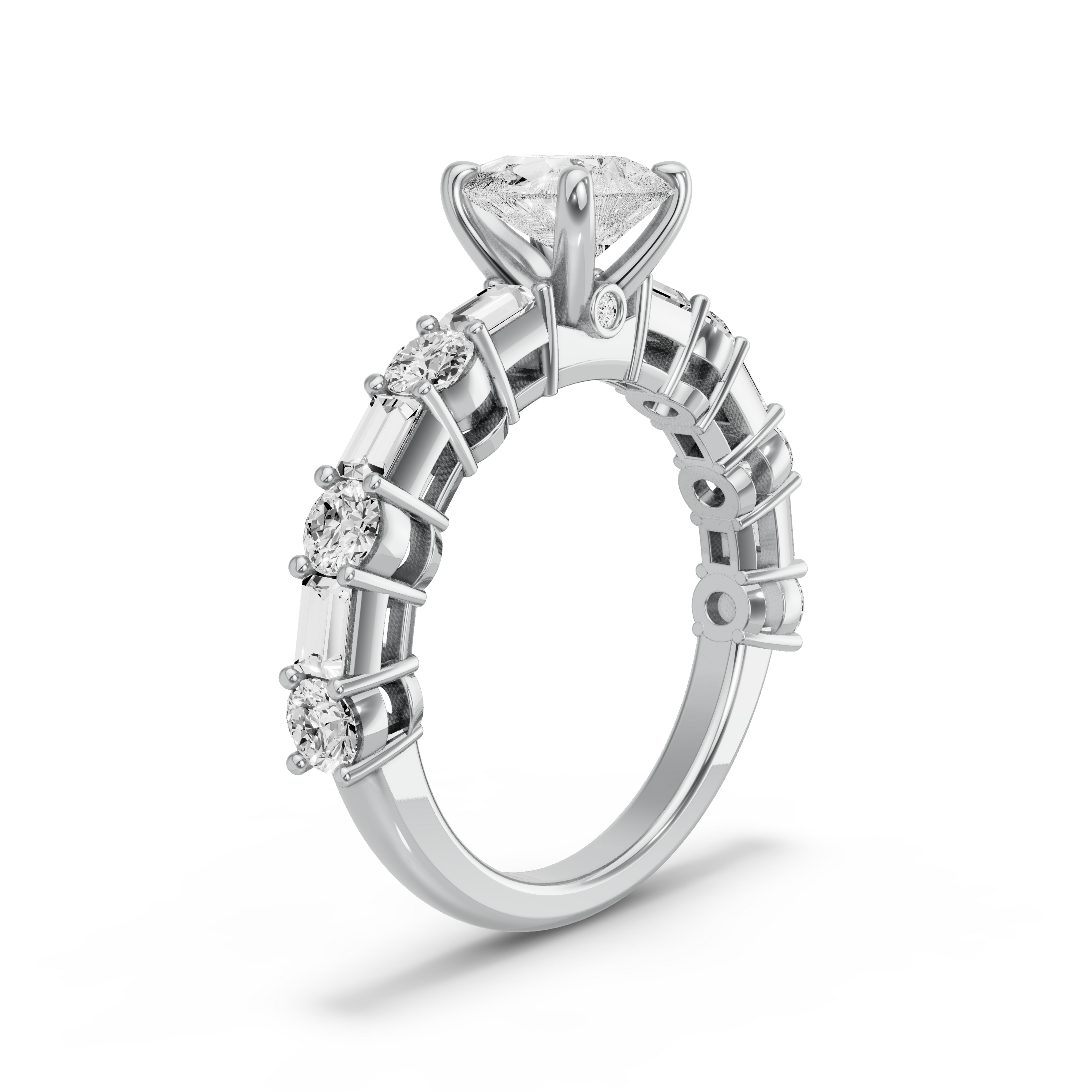 Image for Pear Surprise diamond Ring with Alternating Baguette band