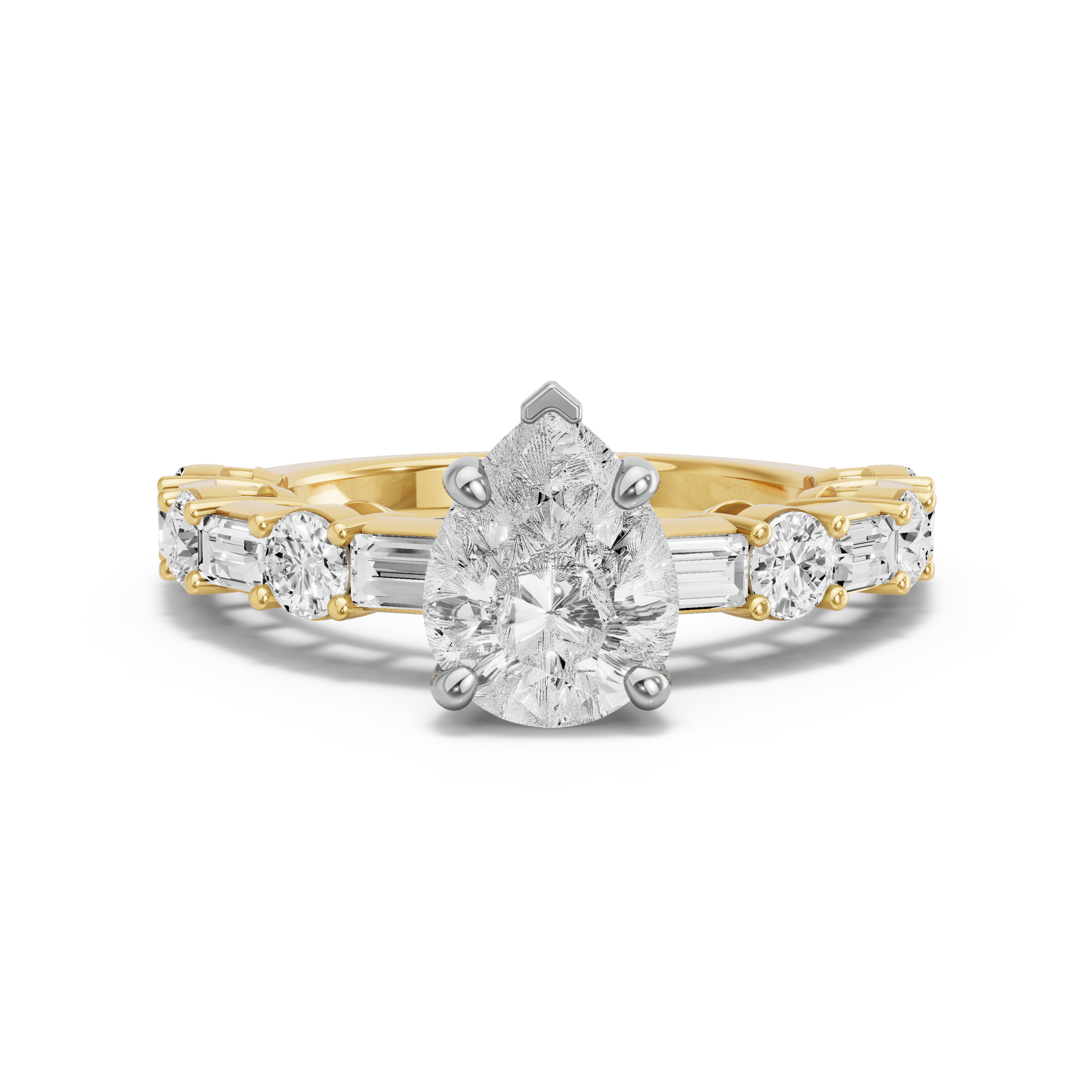 Image for Pear Surprise diamond Ring with Alternating Baguette band