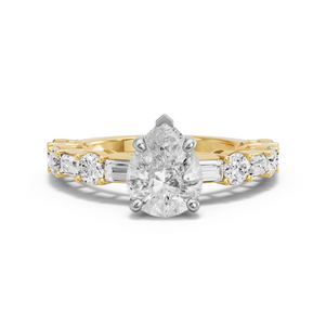 Image for Pear Surprise diamond Ring with Alternating Baguette band