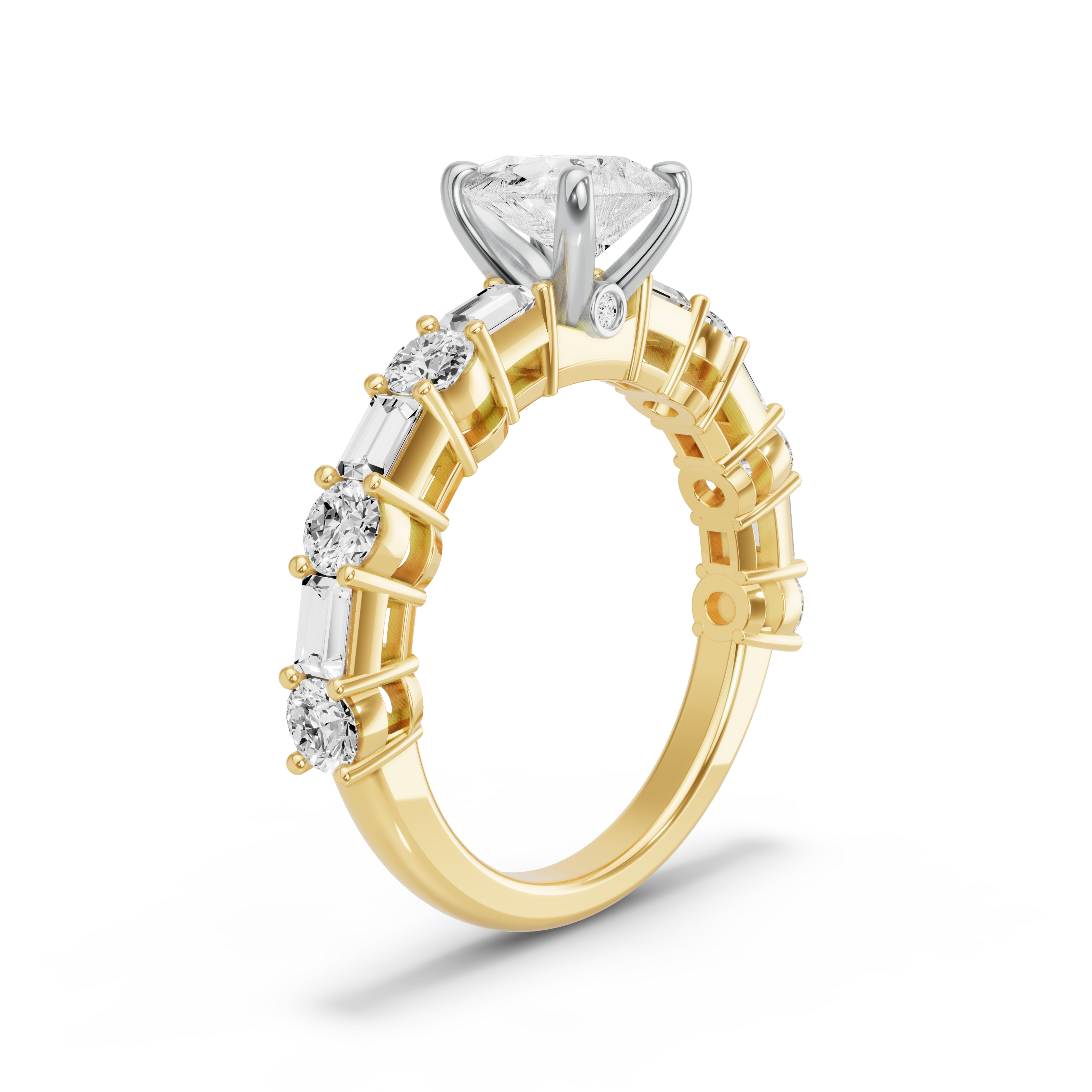 Image for Pear Surprise diamond Ring with Alternating Baguette band