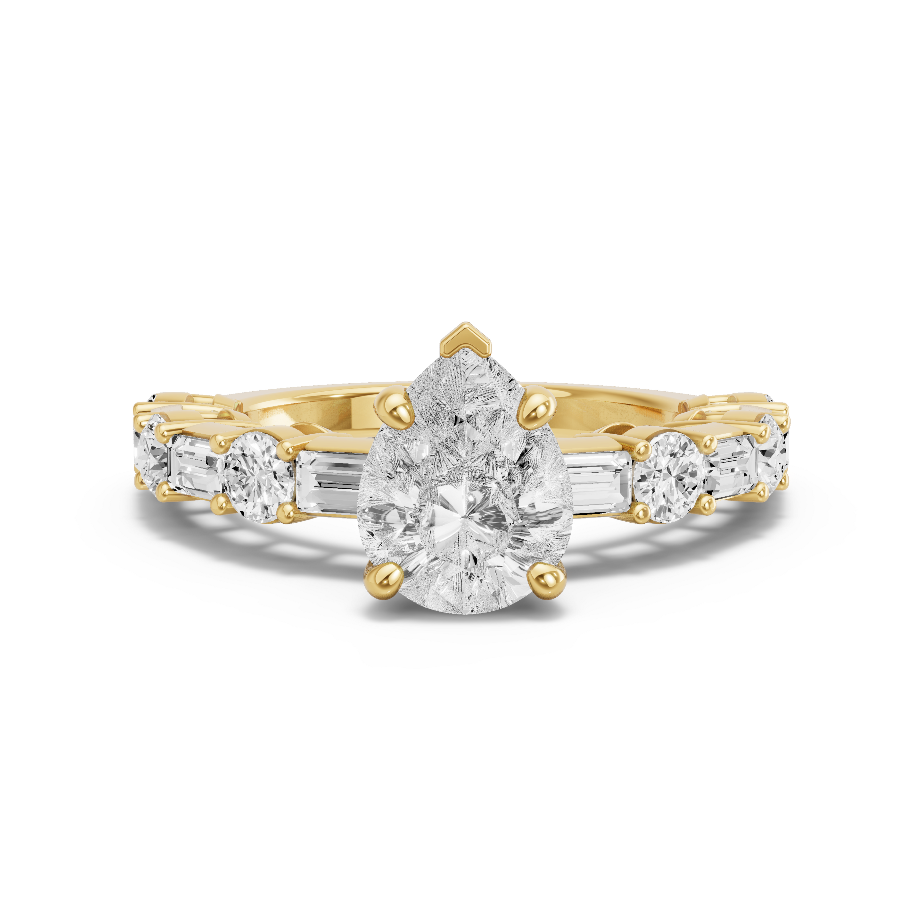 Image for Pear Surprise diamond Ring with Alternating Baguette band