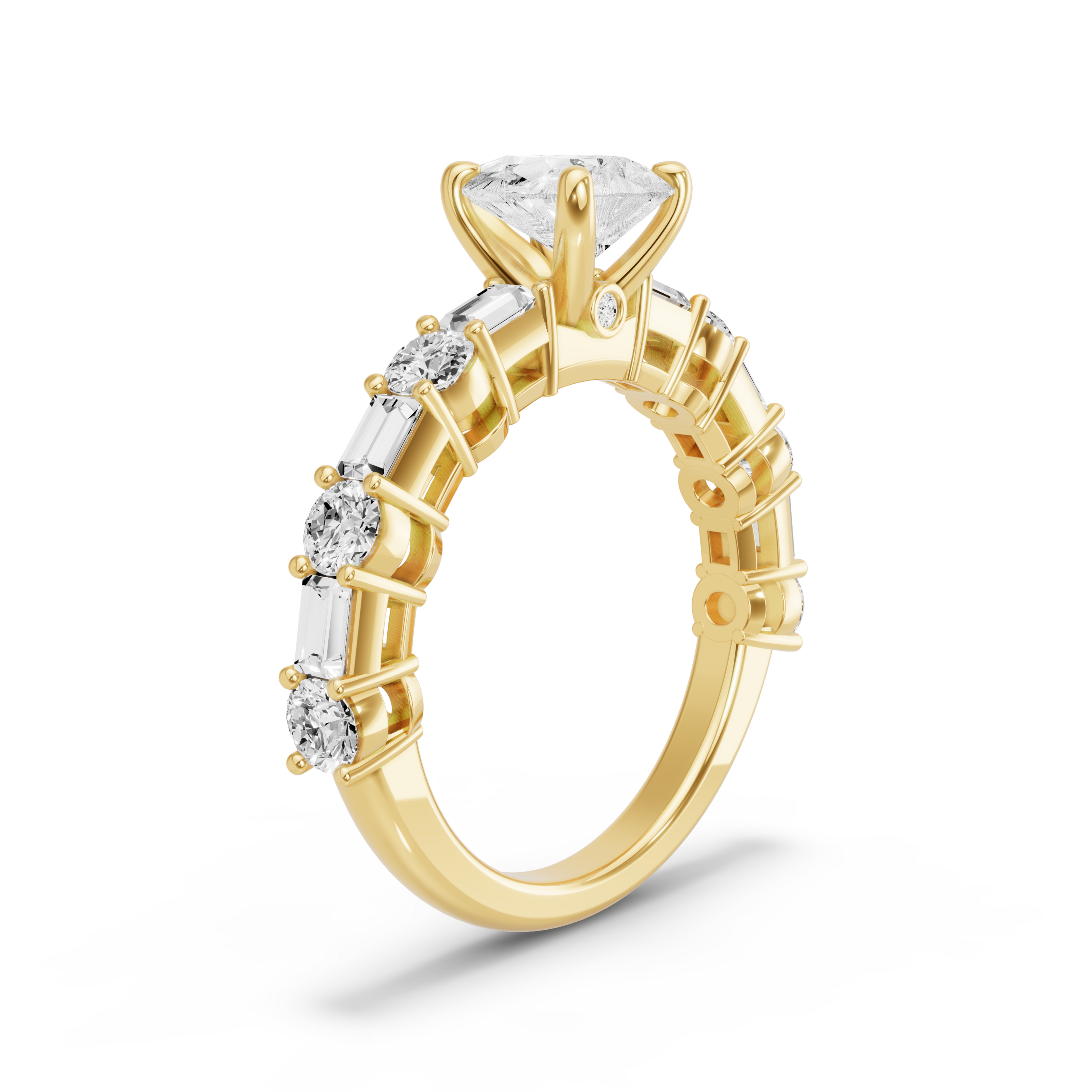 Image for Pear Surprise diamond Ring with Alternating Baguette band