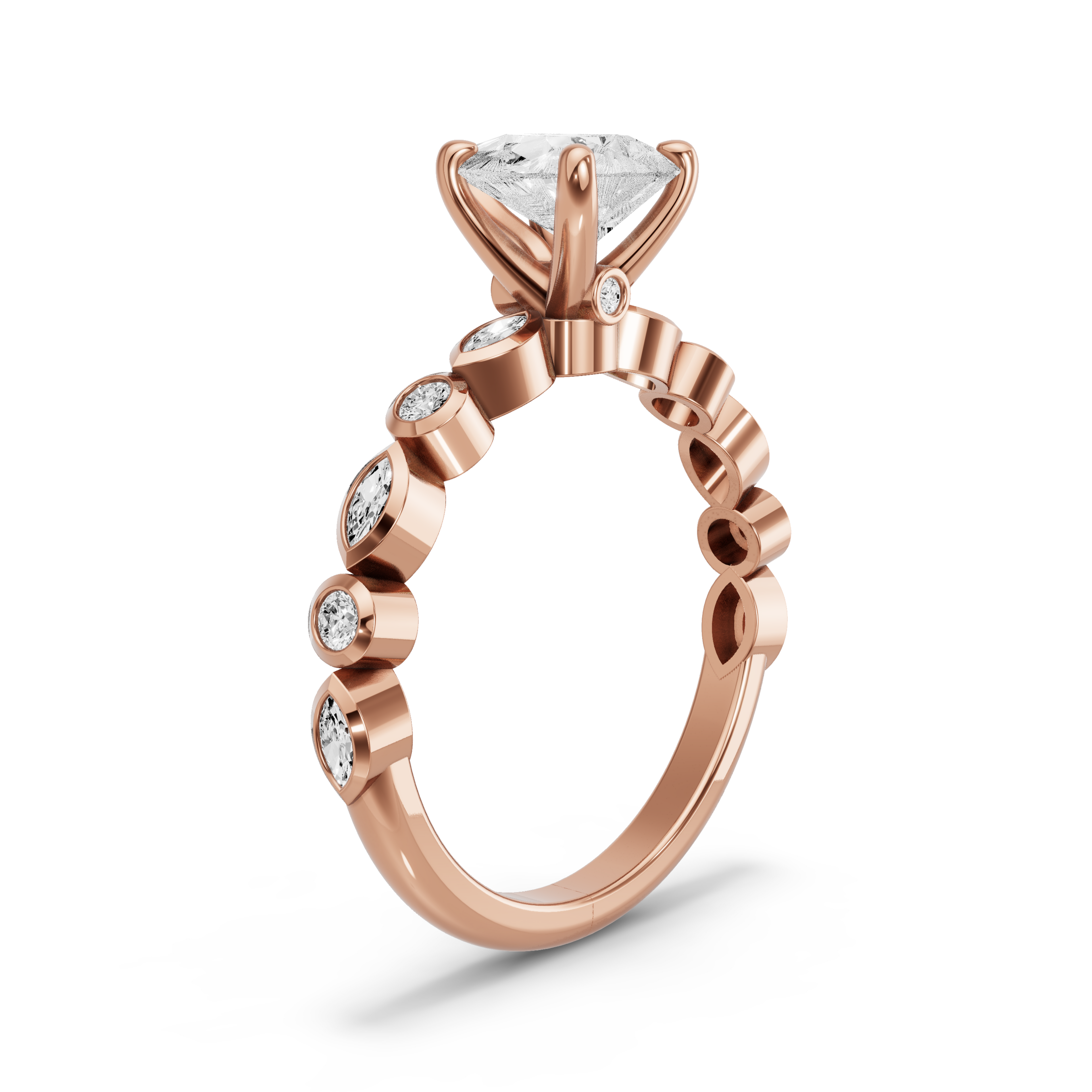 Image for Pear Surprise diamond Ring with Alternating Marquise band