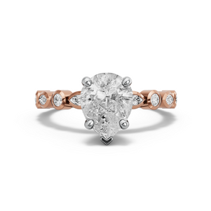 Image for Pear Surprise diamond Ring with Alternating Marquise band in 14K Two Tone Rose Gold
