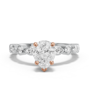 Image for Pear Surprise diamond Ring with Alternating Marquise band