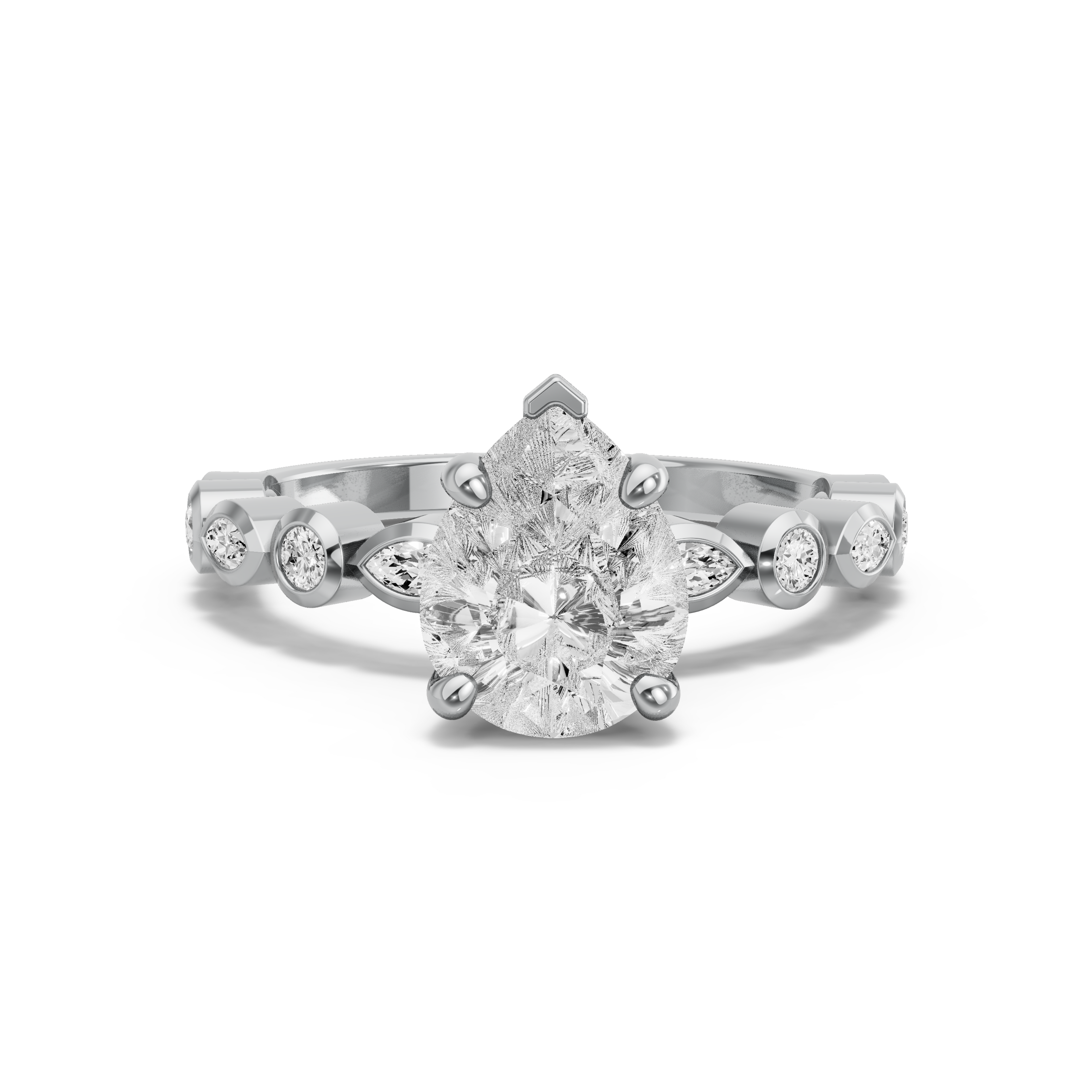 Image for Pear Surprise diamond Ring with Alternating Marquise band