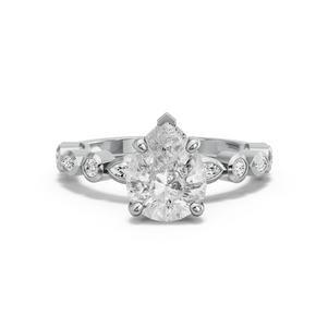 Image for Pear Surprise diamond Ring with Alternating Marquise band