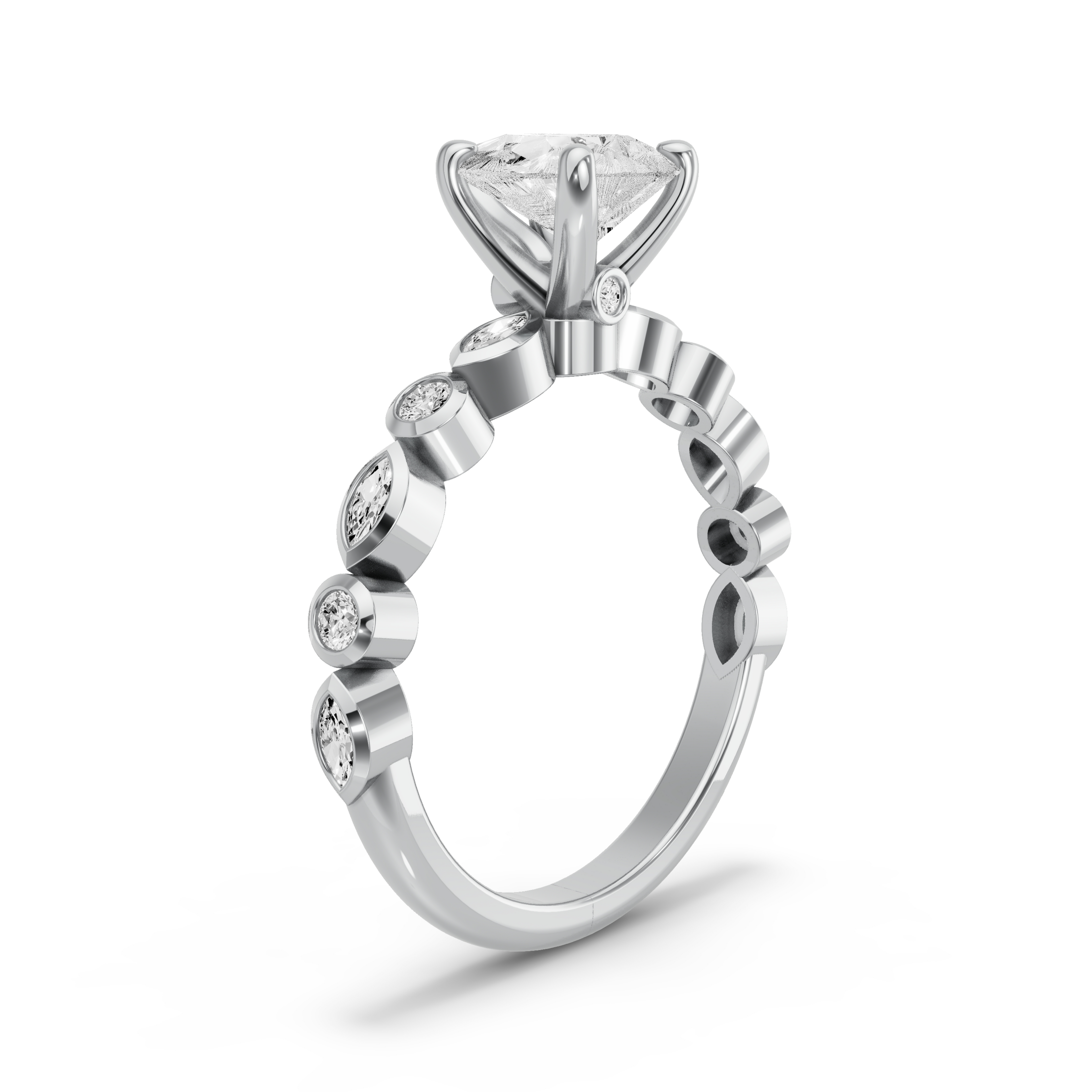 Image for Pear Surprise diamond Ring with Alternating Marquise band