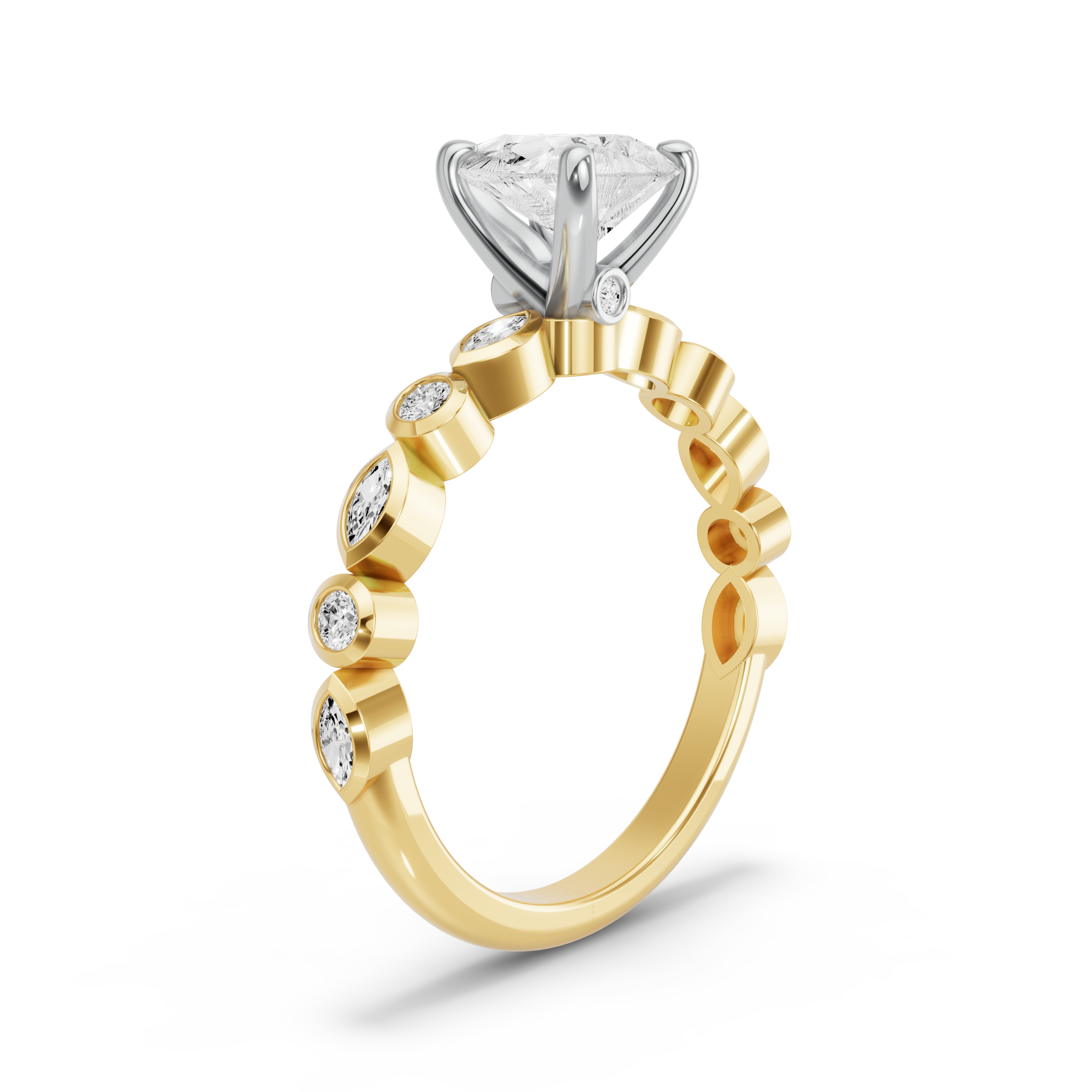 Image for Pear Surprise diamond Ring with Alternating Marquise band