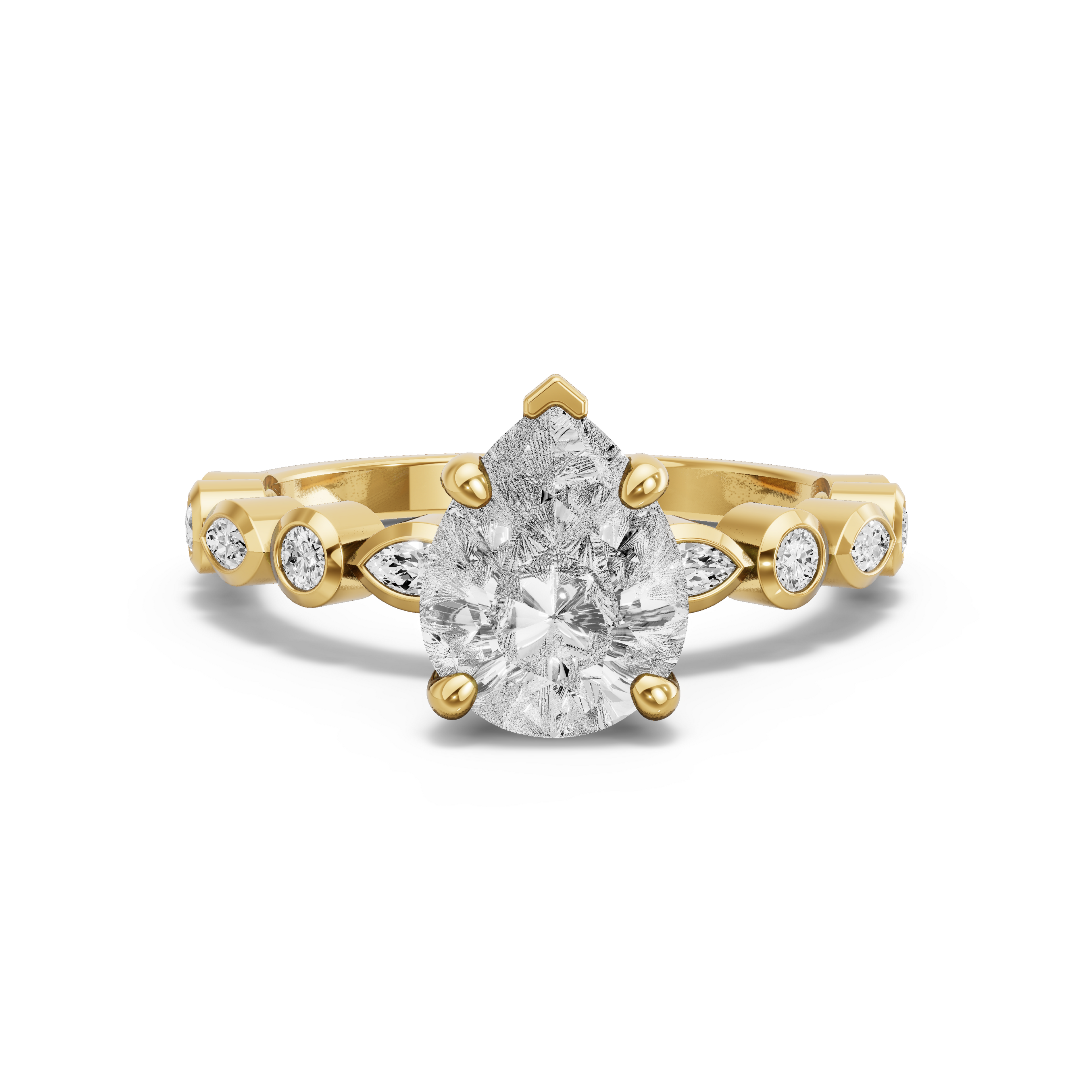 Image for Pear Surprise diamond Ring with Alternating Marquise band