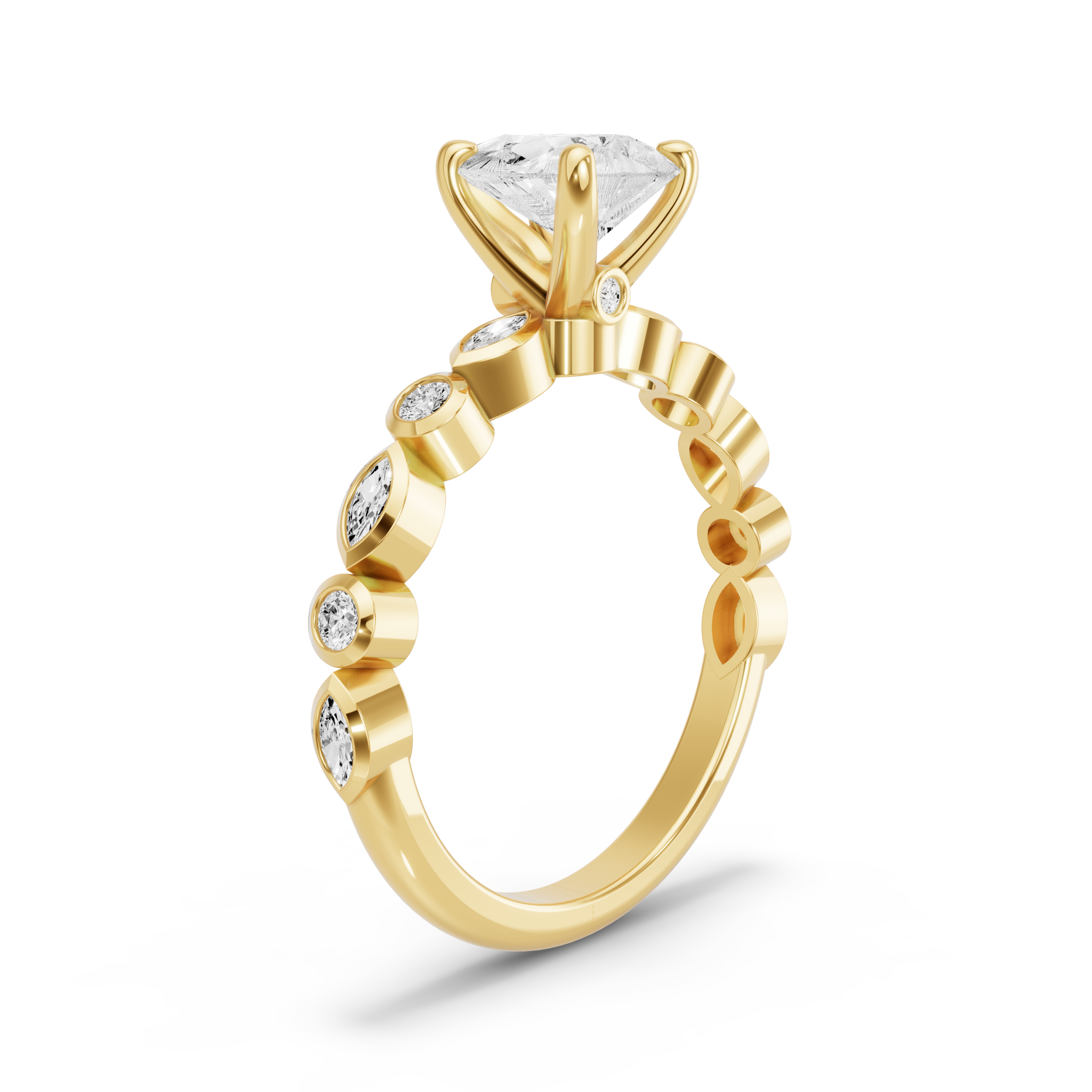 Image for Pear Surprise diamond Ring with Alternating Marquise band