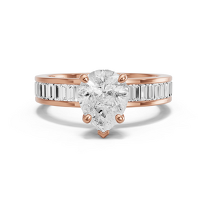 Image for Pear Surprise diamond Ring with Baguette Channel band