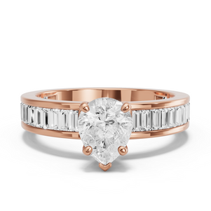 Image for Pear Surprise diamond Ring with Baguette Channel band