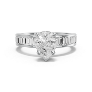 Image for Pear Surprise diamond Ring with Baguette Channel band