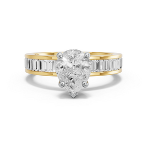 Image for Pear Surprise diamond Ring with Baguette Channel band