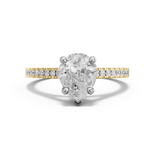 Image for Pear Surprise diamond Ring with Cathedral Pave band in 18K Two Tone Yellow Gold