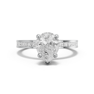 Image for Pear Surprise diamond Ring with Channel band in 14K White Gold