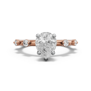 Image for Pear Surprise diamond Ring with Floating Station band in 18K Two Tone Rose Gold
